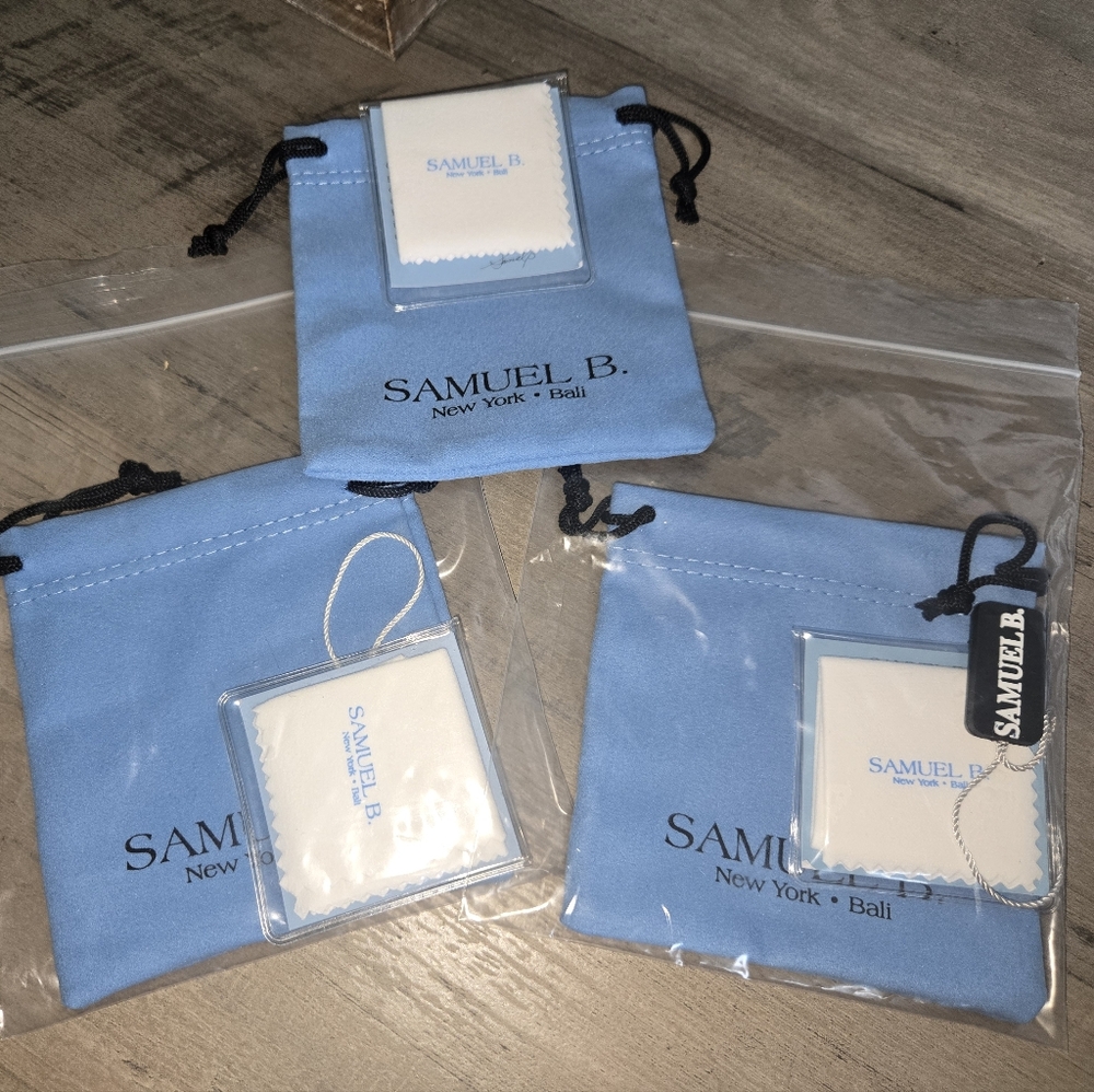 Samuel B. Light Blue Jewelry Pouches Set of 3